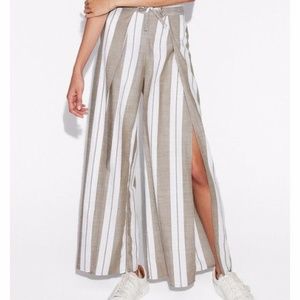 NWT Express High Waisted Striped Surplice Wide Leg